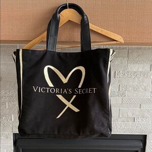 Victoria's Secret Black and Gold Tote Bag